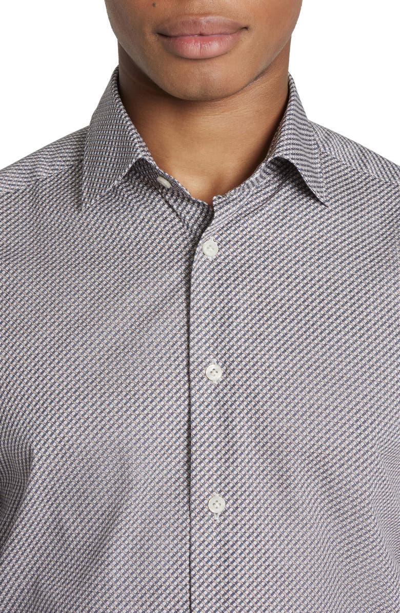 Jack Victor Landsdowne Print Cotton Dress Shirt, Alternate, color, Tan