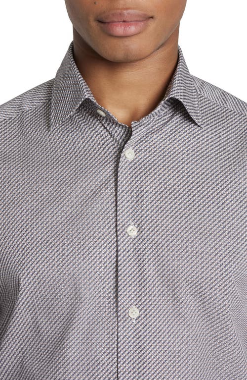 Jack Victor Landsdowne Print Cotton Dress Shirt In Tan