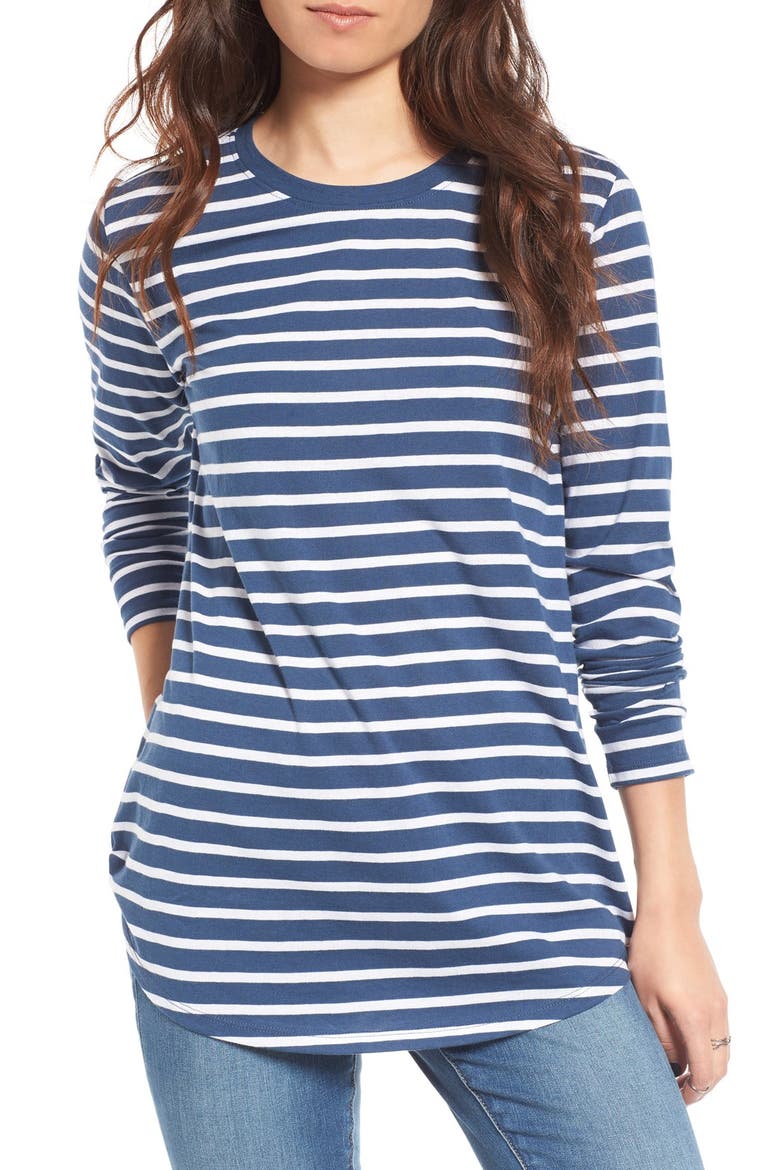 Stripe Crewneck Tee, Main, color, BLUE INSIGNIA LAUREN STRIPE