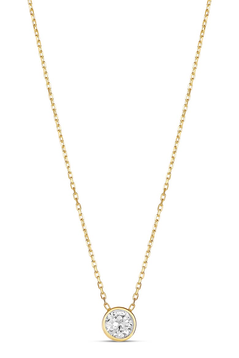Mini Heart Bezel Pendant Necklace, Main, color, GOLD/ WHITE/ROUND CUT