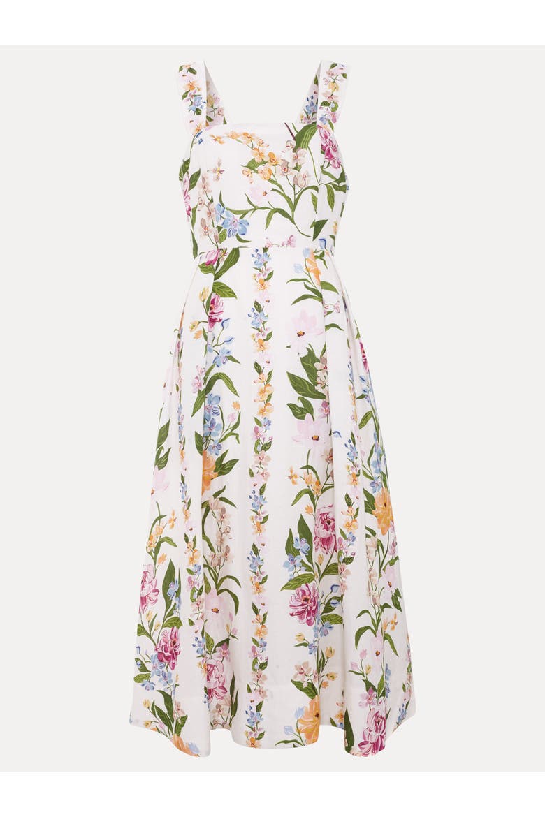 Lucia Linen Blend Square Neck Midi Dress, Alternate, color, Multi