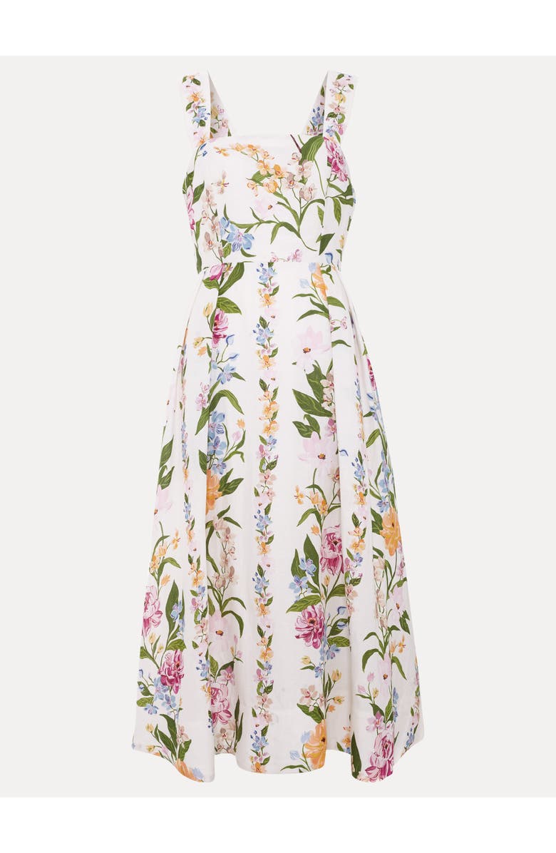 Phase Eight Lucia Linen Blend Square Neck Midi Dress, Alternate, color, Multi