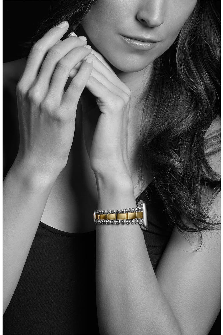 Smart Caviar Sterling Silver & 18K Gold Band for Apple Watch®, Alternate, color, SILVER/ GOLD
