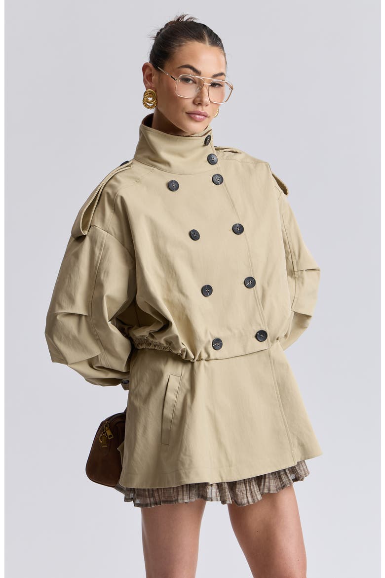Blouson Peplum Trench Jacket, Alternate, color, KHAKI