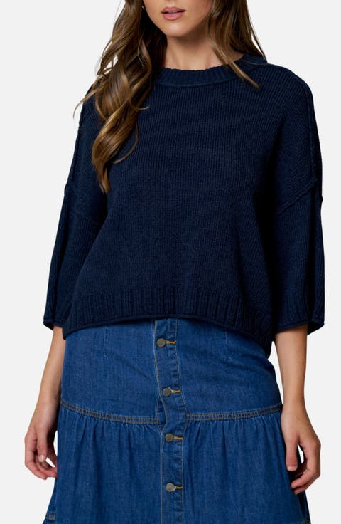 Raw Edge Drop Shoulder Sweater