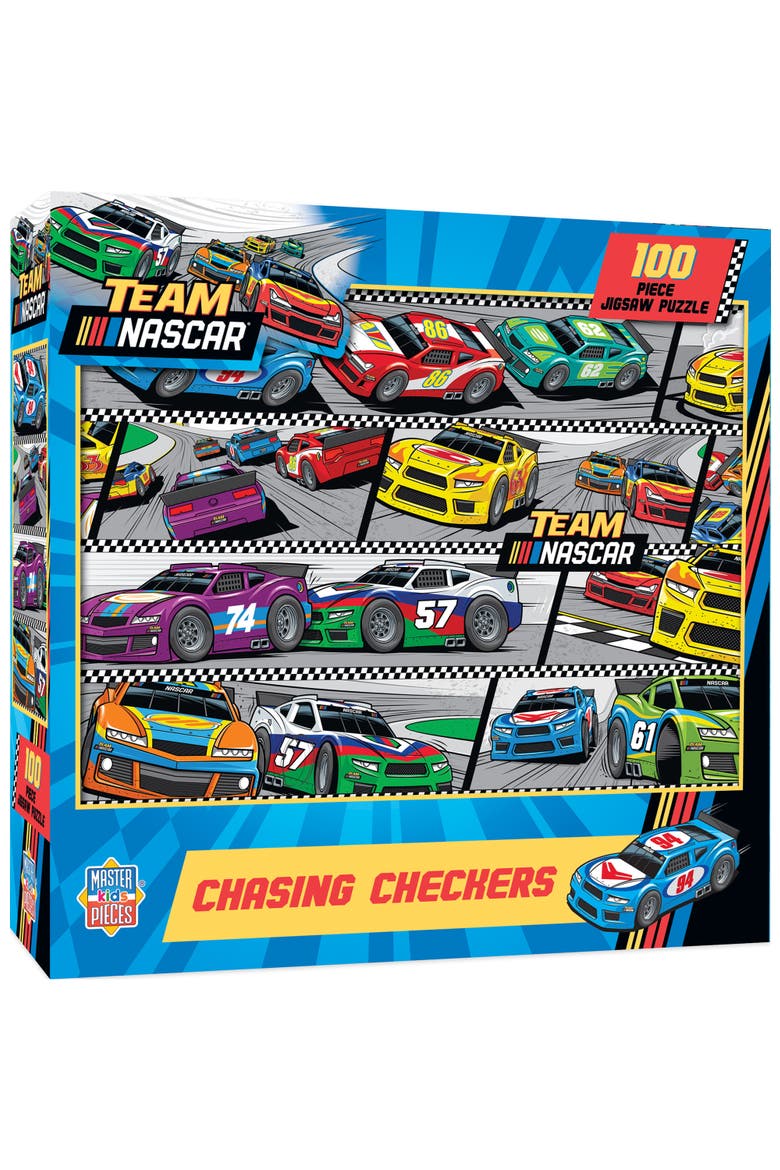 NASCAR Chasing Checkers 100 Piece Puzzle, Main, color, Multicolor
