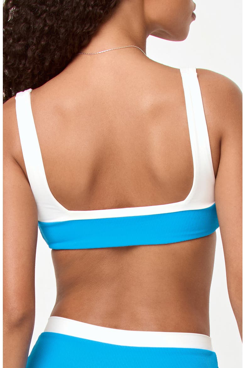Zuri Rib & Jersey Bikini Top, Alternate, color, ELECTRIC BLUE/ CREAM
