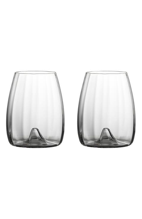 Elegance Optic Set of 2 Lead Crystal Stemless Wine Glasses