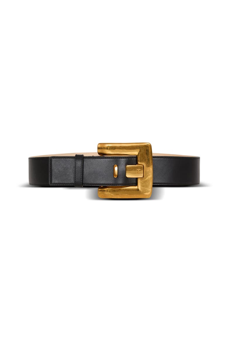 Large Anthem calfskin leather belt, Main, color, black