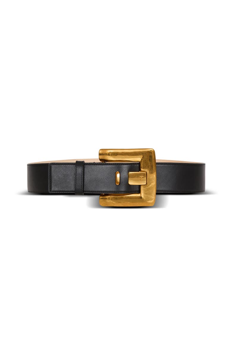 Balmain Large Anthem calfskin leather belt, Main, color, Black