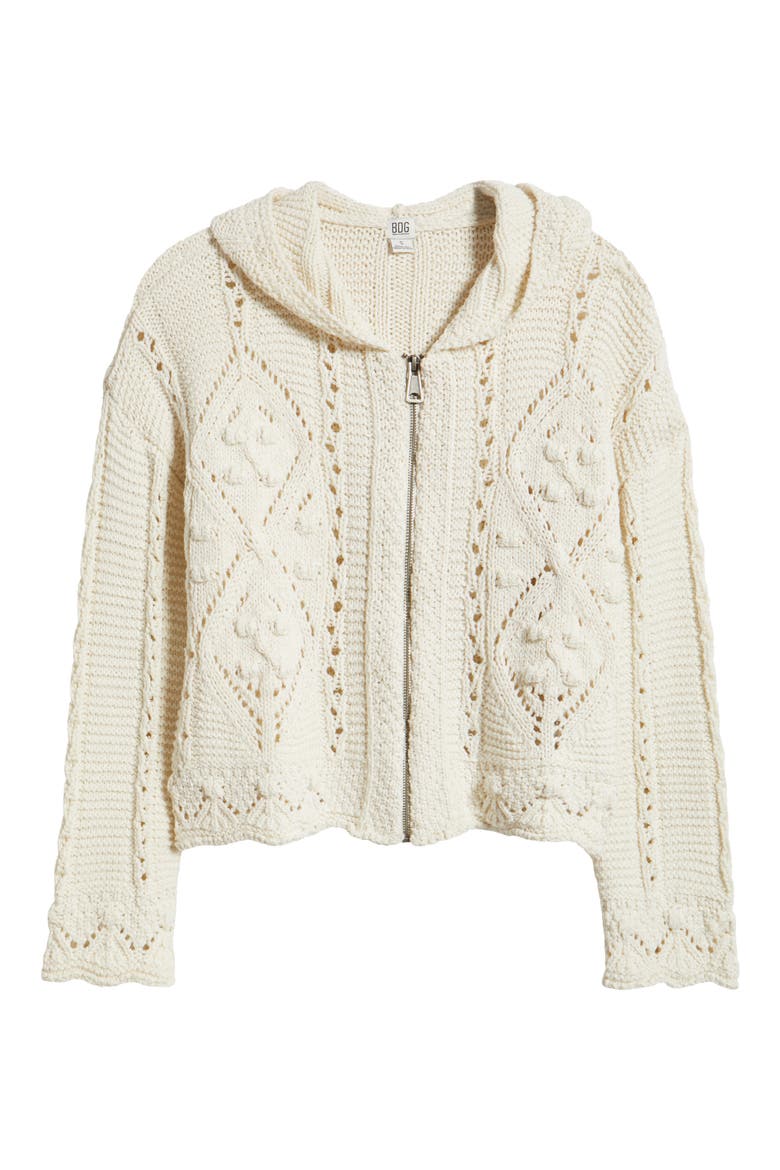 Crochet Zip Front Hoodie (Women) | Nordstrom