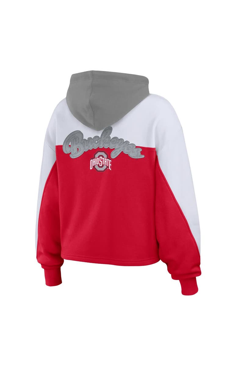WEAR by Erin Andrews Women's WEAR by Erin Andrews Scarlet Ohio State Buckeyes Color-Block Full-Zip Hoodie, Alternate, color, 