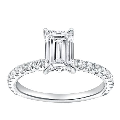 Kiara 14K Gold Emerald Cut Lab Grown Diamond Engagement Ring - 2 ct