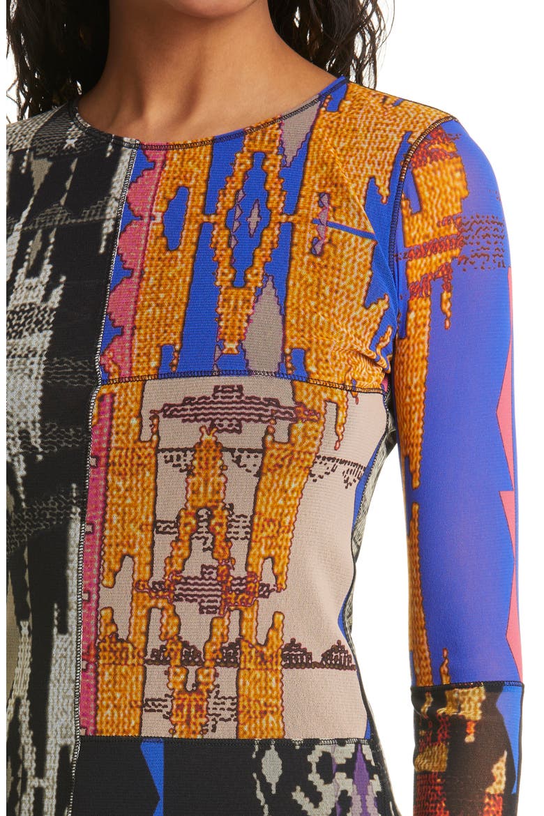Ikat Print Mesh Knit Top, Alternate, color, PATCHWORK