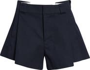 Alexander Wang High Waist Pleat Front Cotton Blend Drill Workwear Shorts