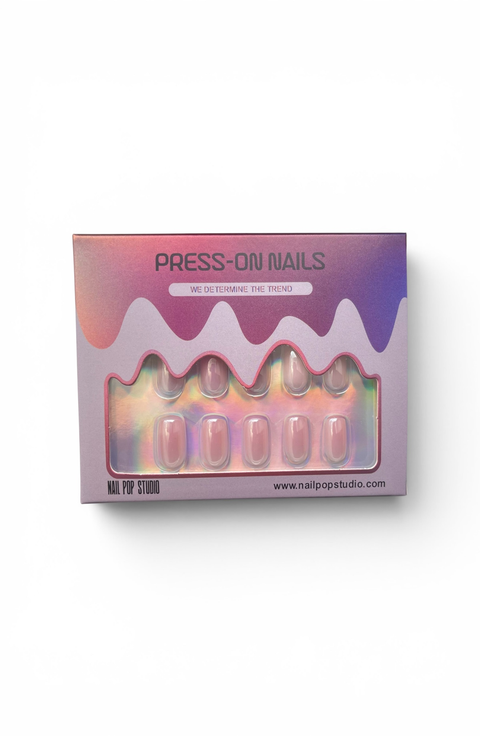 Pink Chrome Square Press on Nails