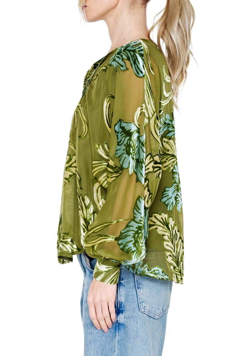 Cindy Burnout Velvet Floral Top, Alternate, color, GREEN MULTI