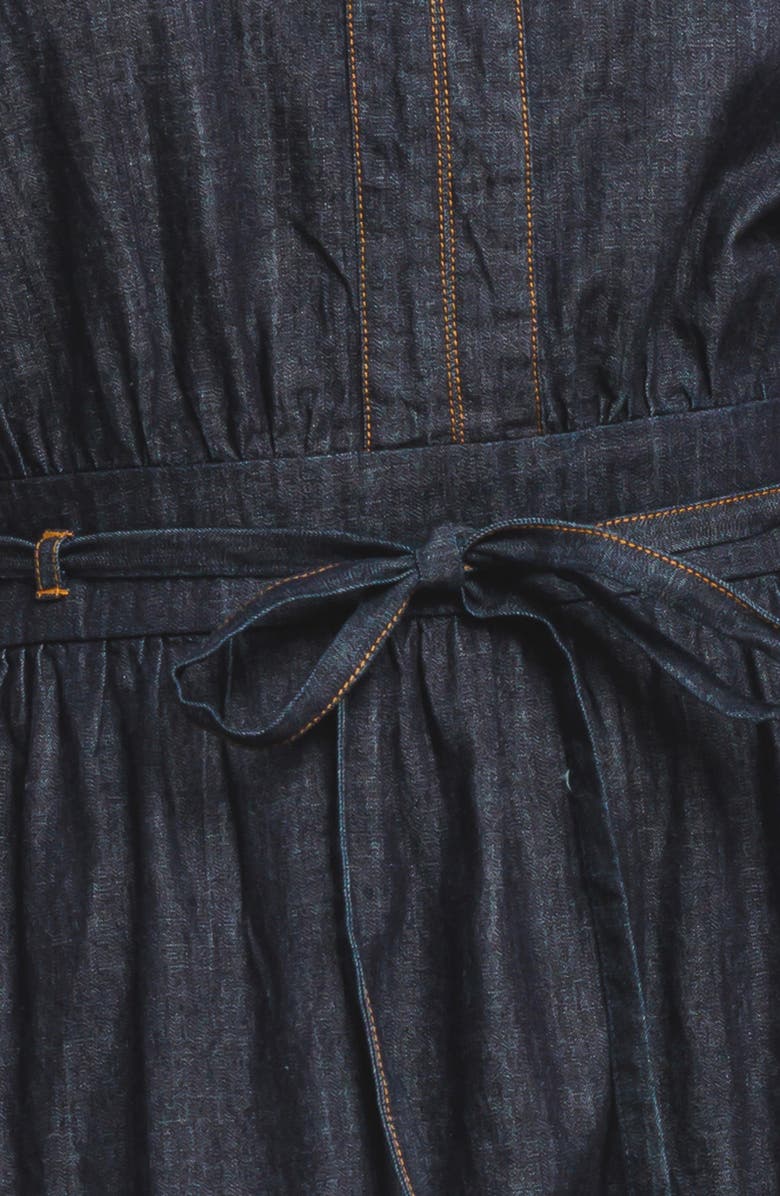 FLYING TOMATO Cap Sleeve Denim Maxi Dress, Alternate, color, Dark Indigo