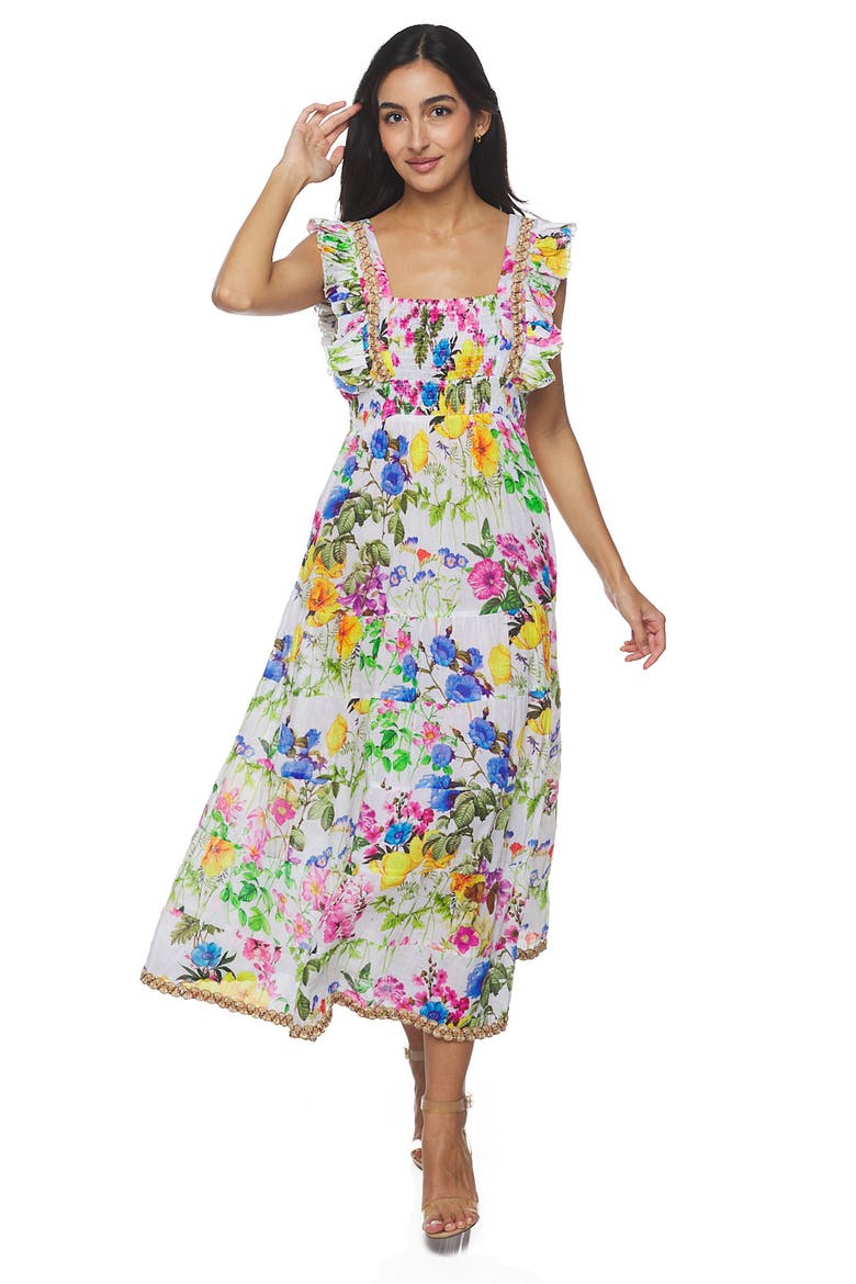 Floral Maxi Sundress, Alternate, color, WHITE