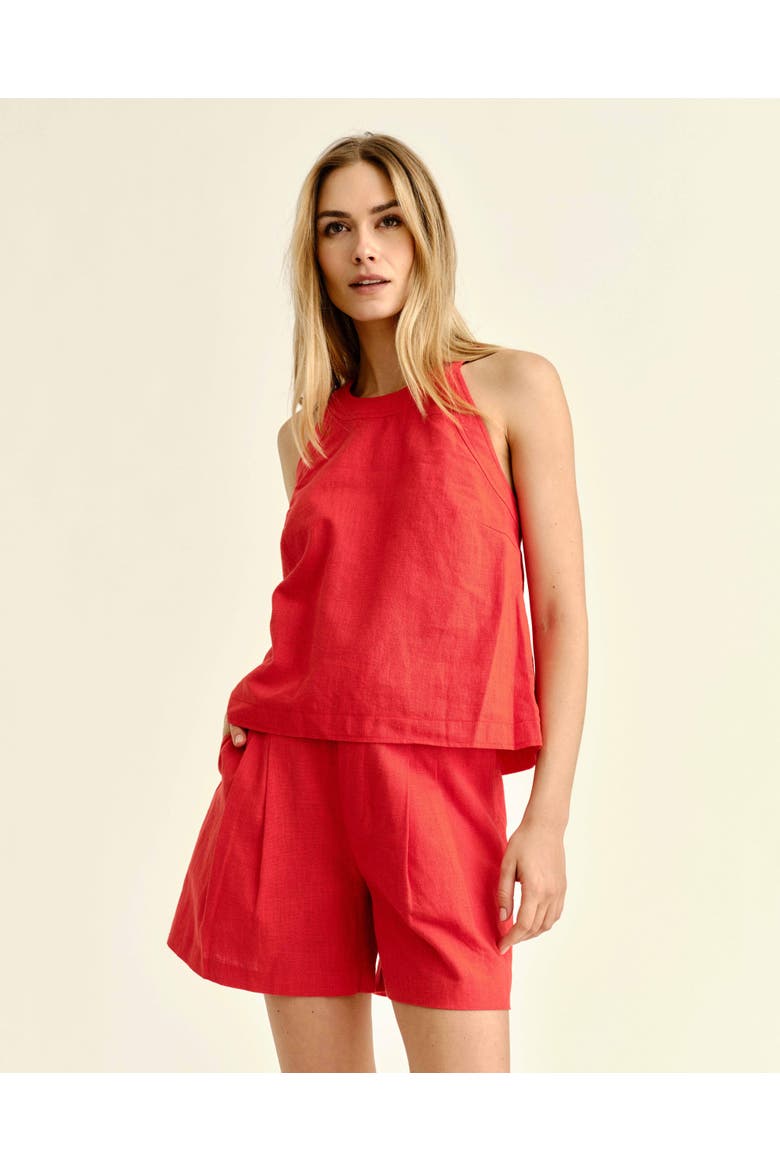 Brant Linen Tank, Alternate, color, Poppy