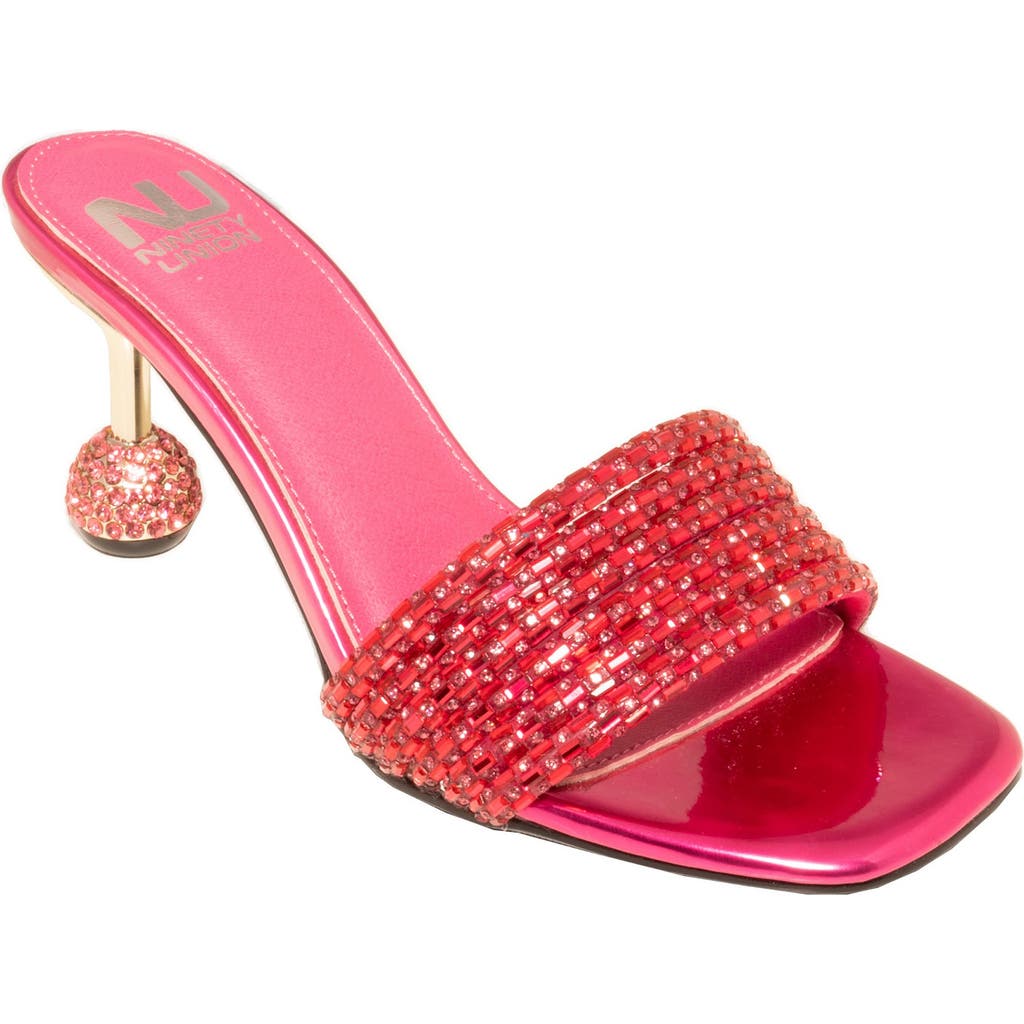 Ninety Union Sassy Crystal Slide Sandal In Fuchsia