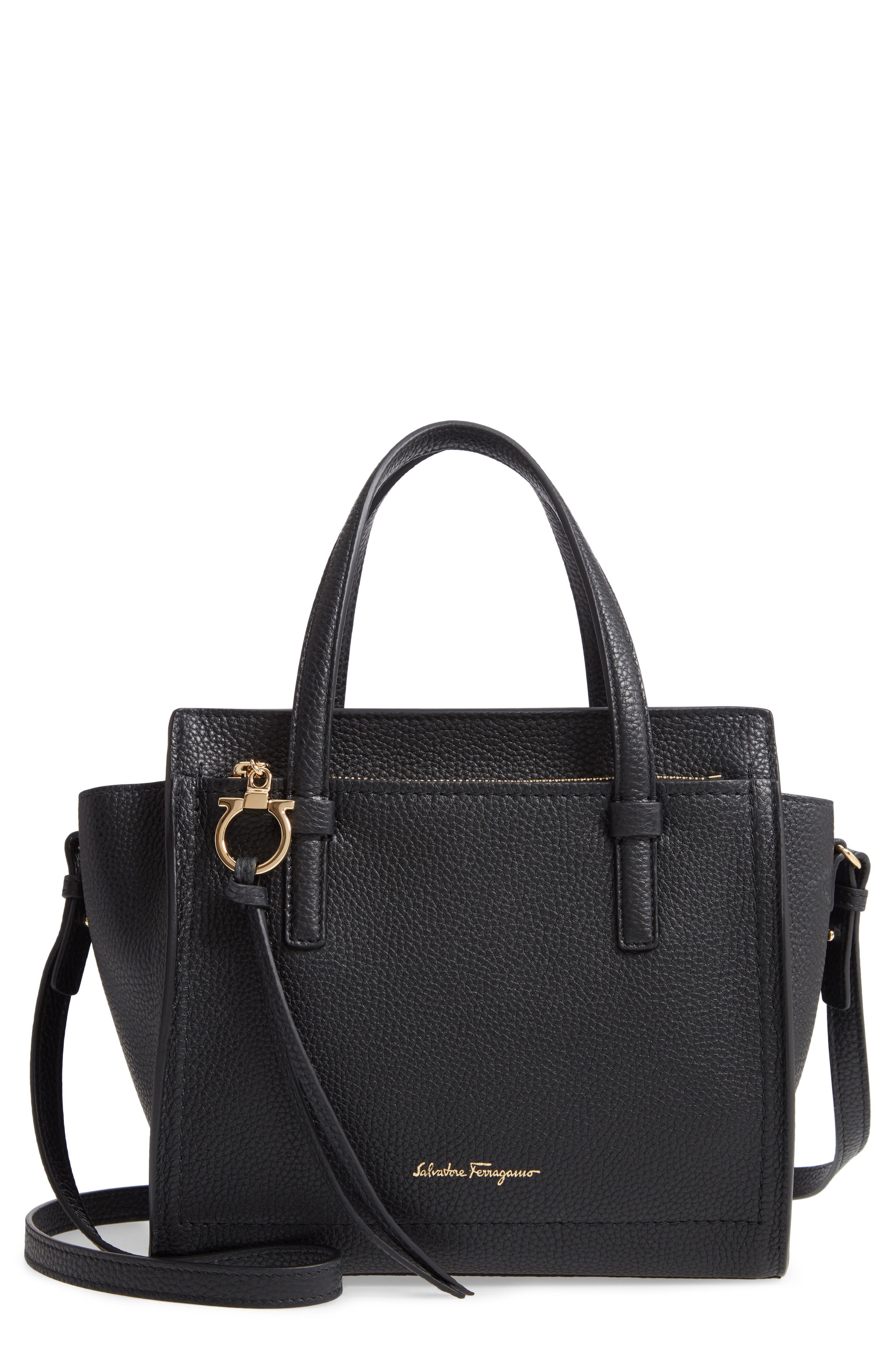 FERRAGAMO Mini Amy Leather Tote, Main, color, 