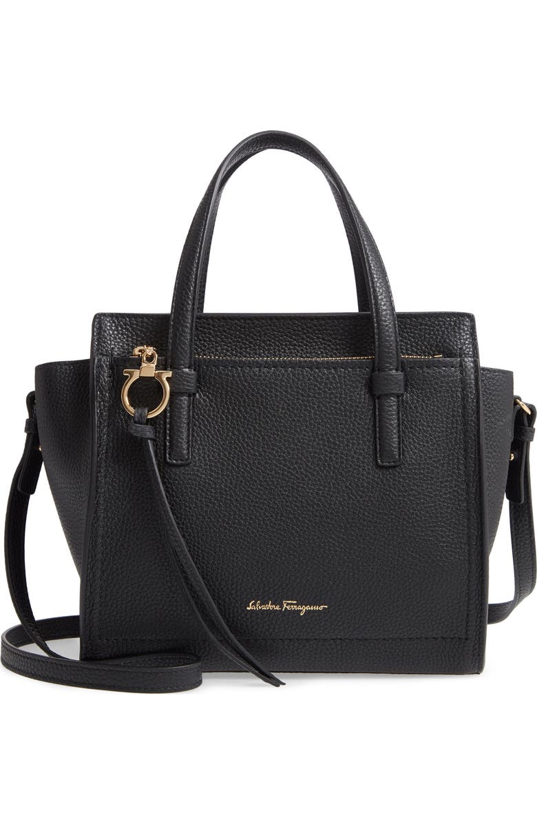 FERRAGAMO Mini Amy Leather Tote, Main, color,