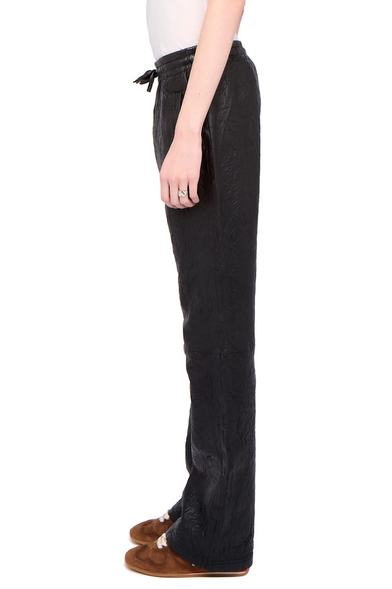 Pocha Crushed Leather Pants, Alternate, color, BLACK