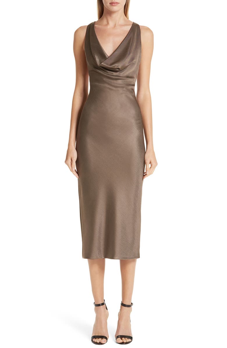 CUSHNIE Cowl Neck Sheath Dress, Main, color, 