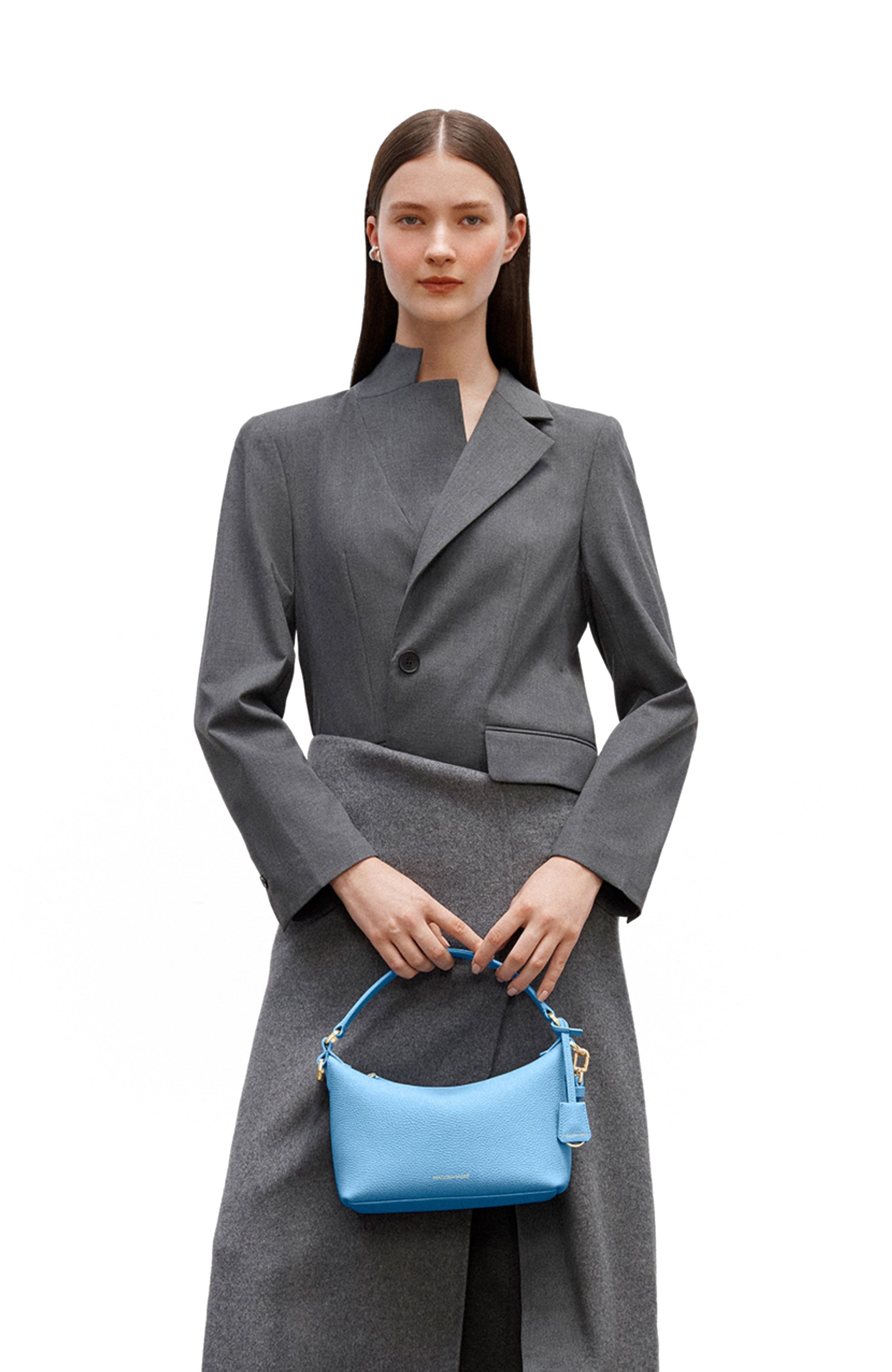 Small Leather Soft Hobo, Alternate, color, Sky Blue