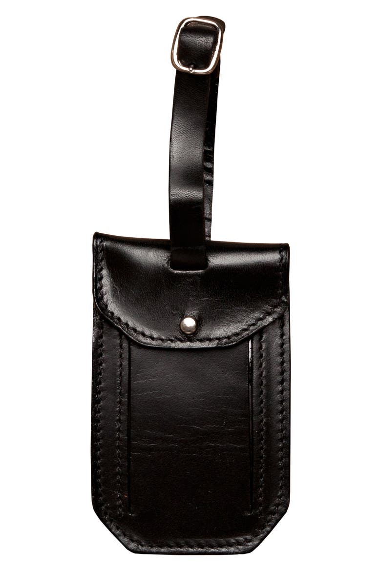 Leather Luggage Tag, Main, color, BROMPTON BLACK