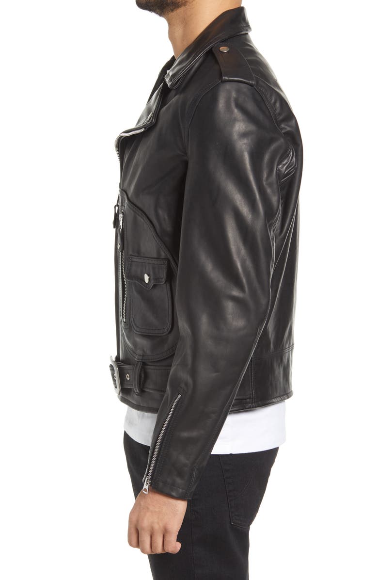Schott NYC Leather Biker Jacket, Alternate, color,