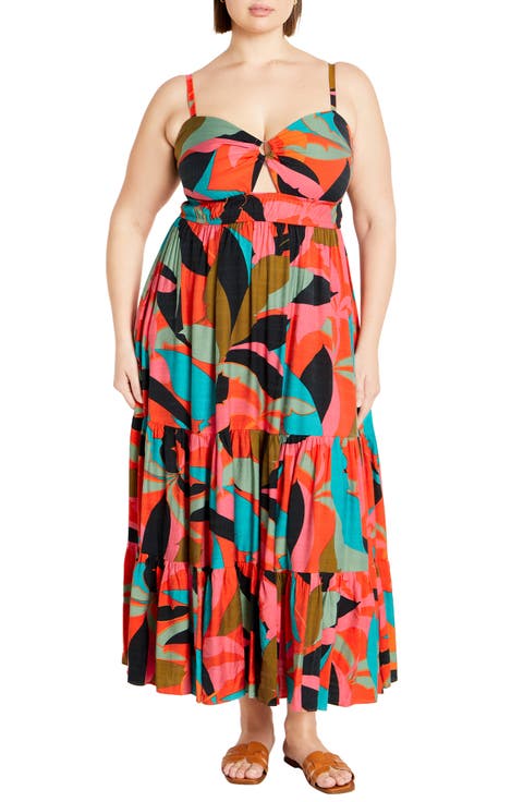 Harlow Print Sleeveless Maxi Dress (Plus)