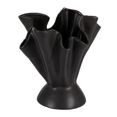 Stoneware Ruffled Vase
