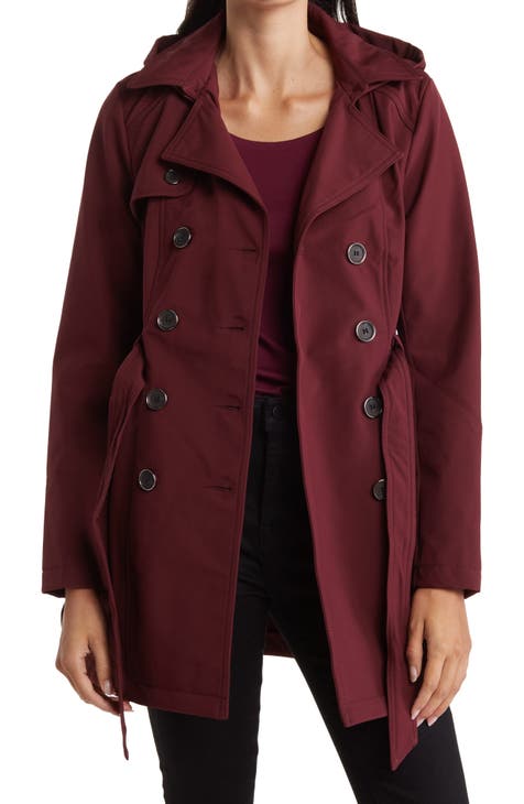 Water-Resistant Hooded Double-Breasted Trench Coat