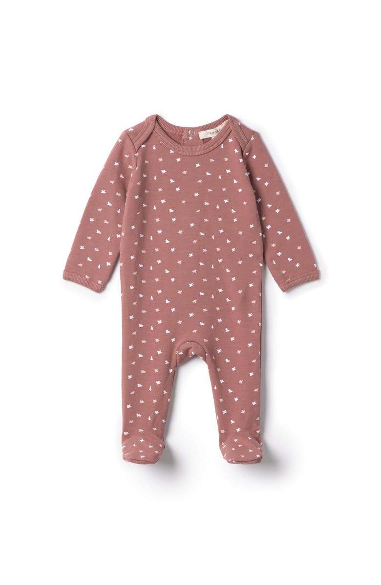 Fragile Girl Bird Print French Fleece Romper, Main, color, Rosette
