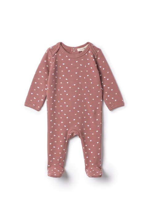 Girl Bird Print French Fleece Romper (Baby)