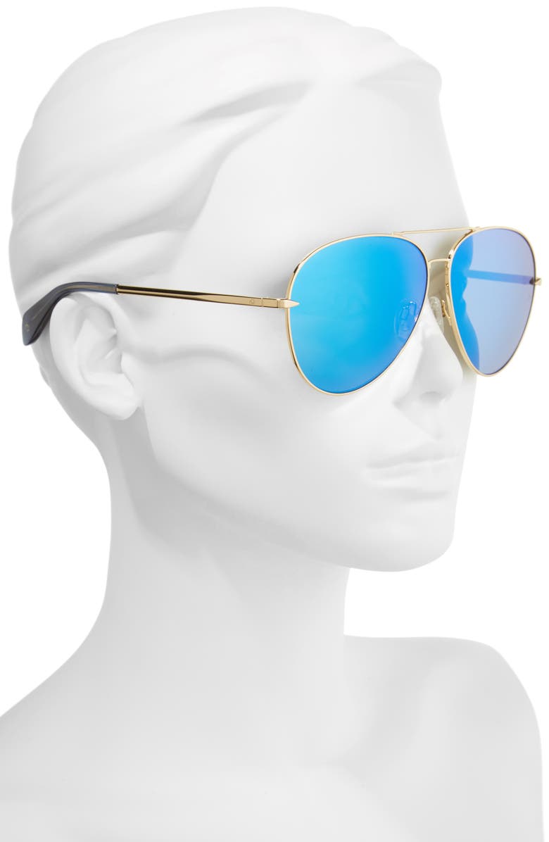 rag & bone 63mm Oversize Aviator Sunglasses, Alternate, color, Gold/ Blue