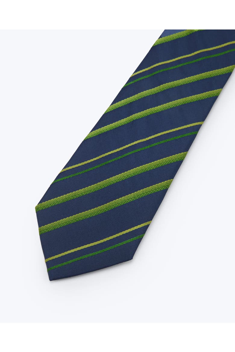 Diagonal Striped Silk Jacquard Tie, Alternate, color, Navy