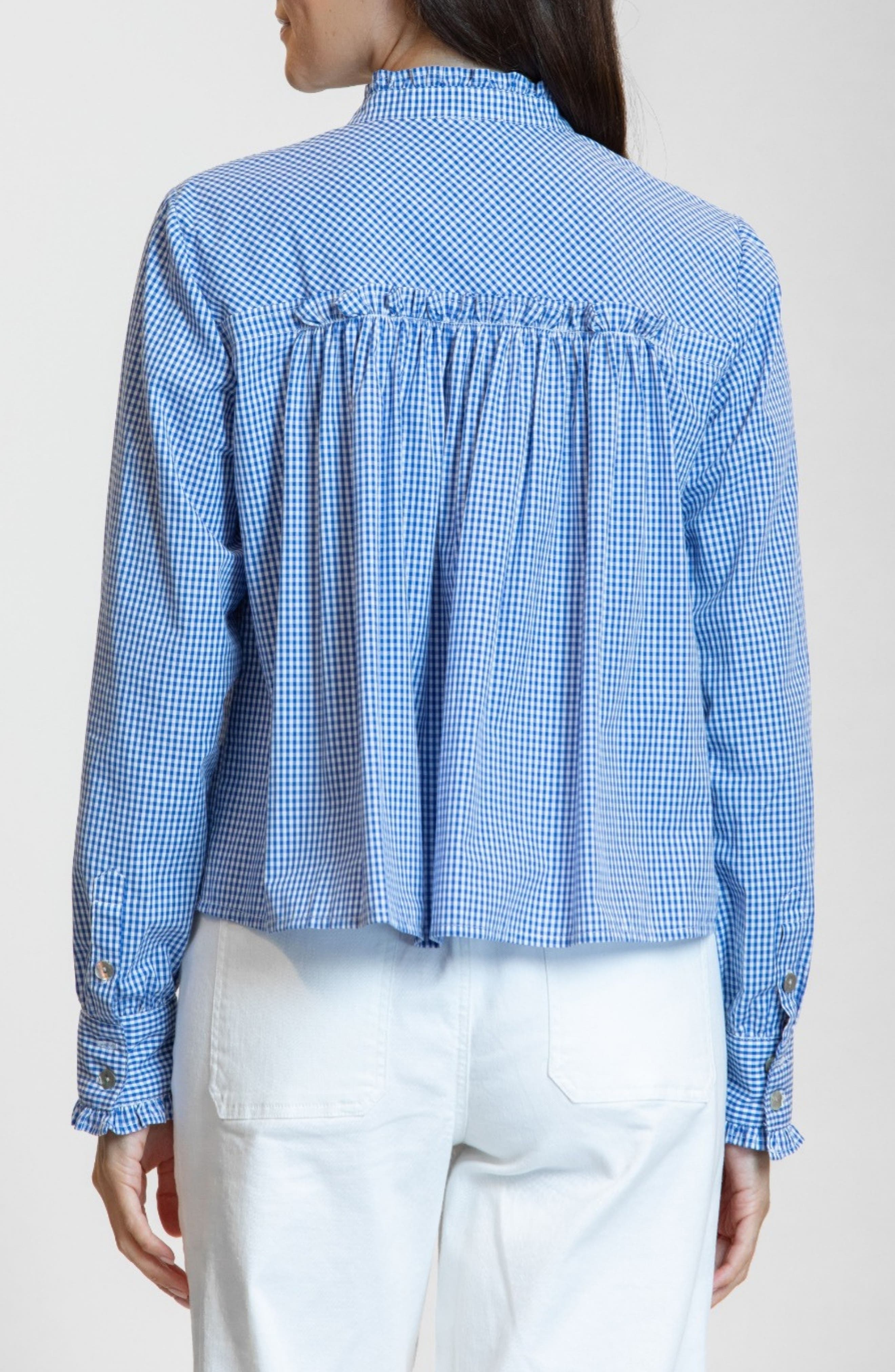 Ruffle Detail Cotton Gingham Button-Up Shirt - image 2