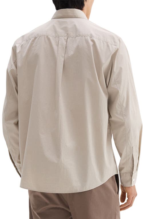 Theory Weekend Solid Cotton Button-up Shirt In Earl Grey