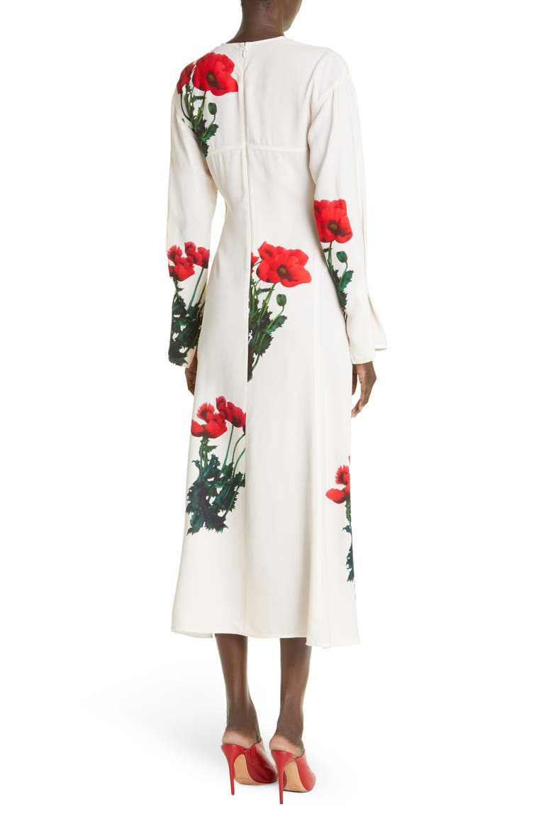 Poppy Print Long Sleeve Cady Maxi Dress, Alternate, color, POPPIES - MULTI