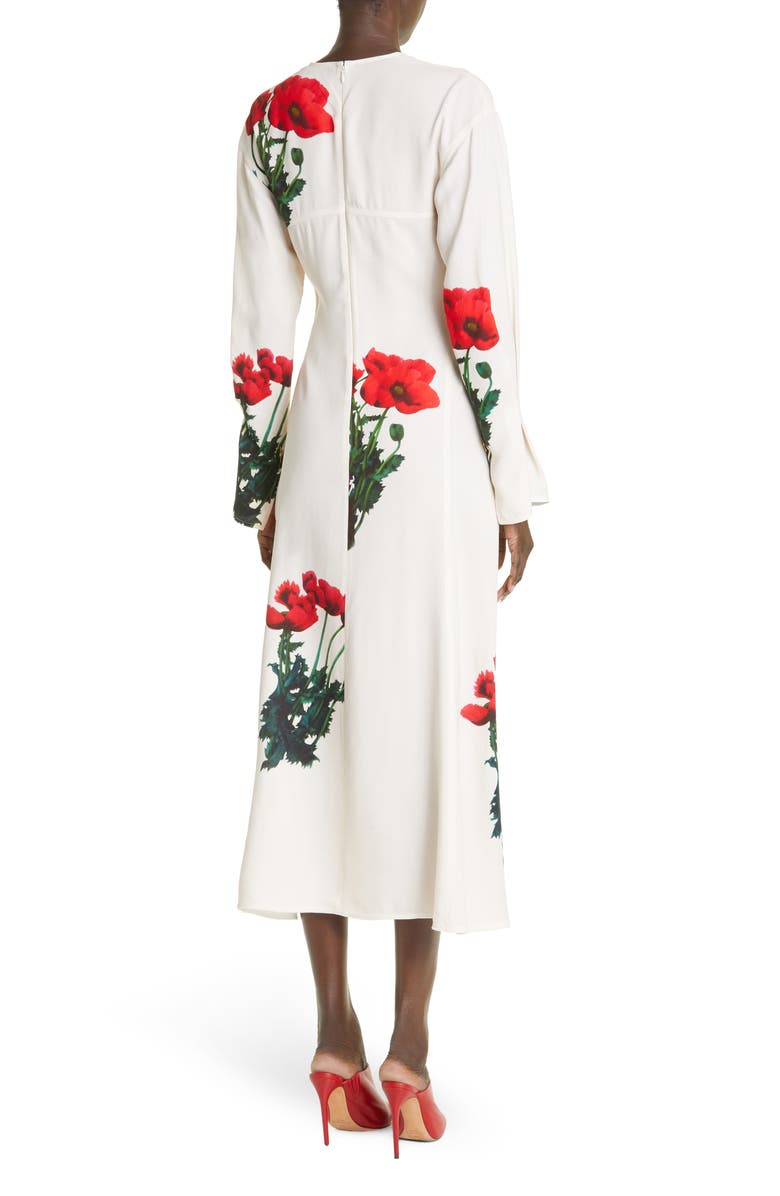 Victoria Beckham Poppy Print Long Sleeve Cady Maxi Dress, Alternate, color,