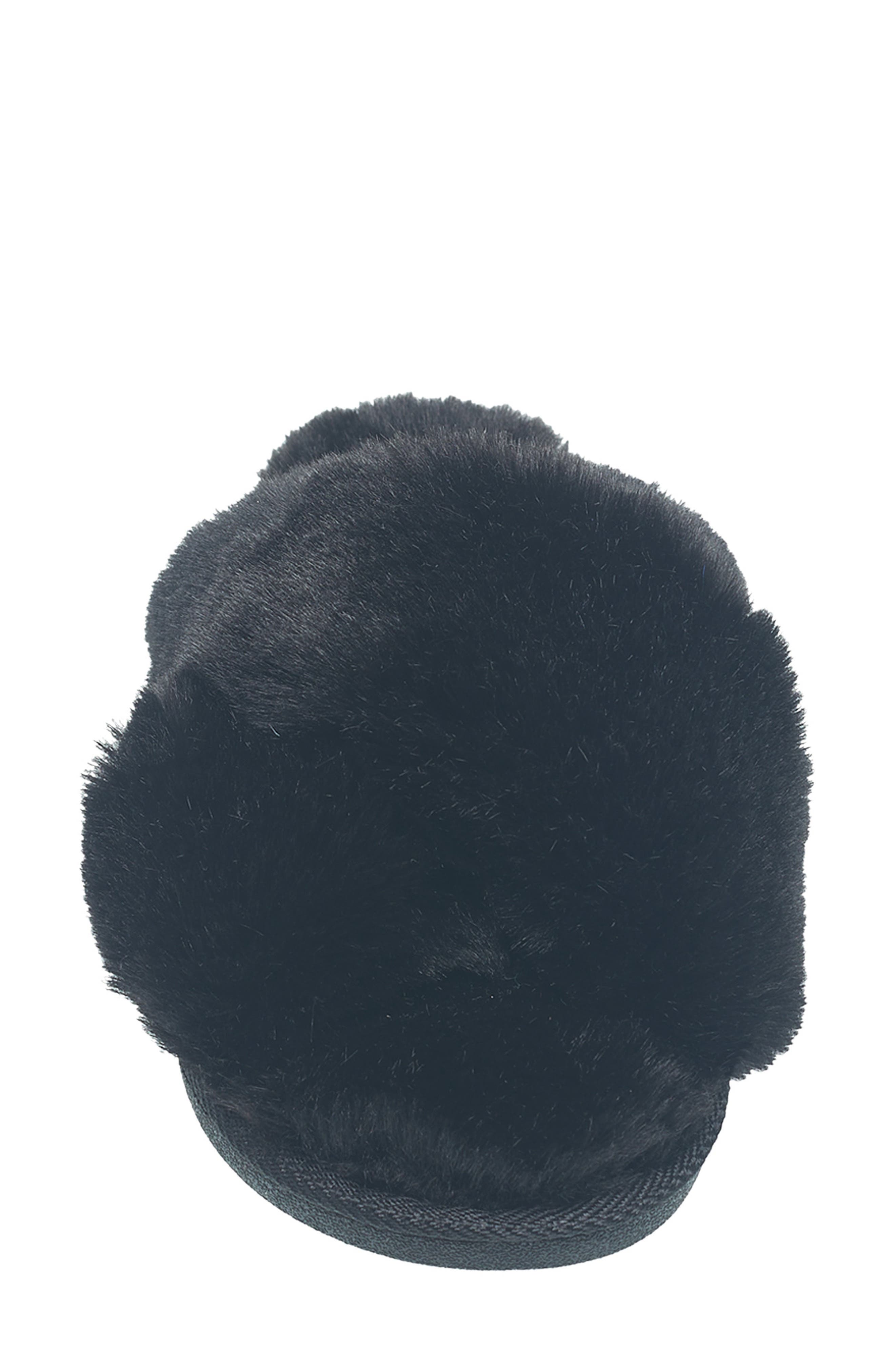 Nine West X-Band Faux Fur Slipper, Alternate, color, Black