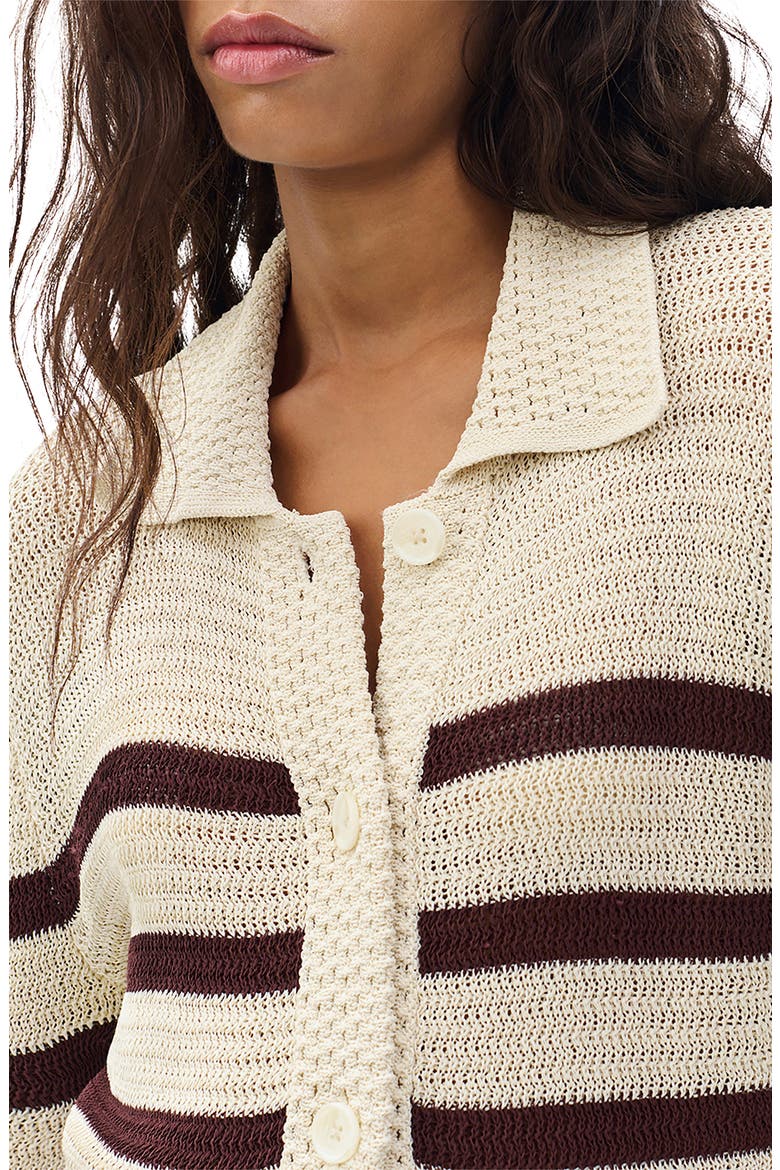 Costi Stripe Cotton Blend Cardigan, Alternate, color, IVORY MULTI