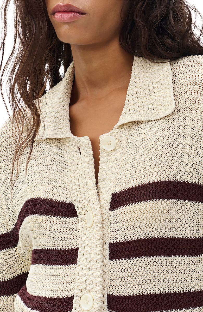 rag & bone Costi Stripe Cotton Blend Cardigan, Alternate, color, Ivory Multi