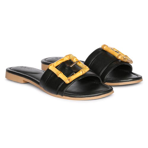 Jelavu Amsterdam Suede Leather Band Slide Sandals In Black