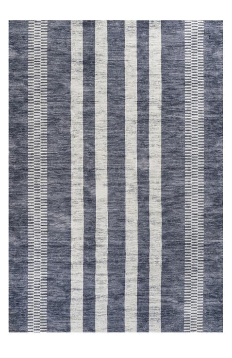 Vichy Geometric Striped Machine-Washable Area Rug