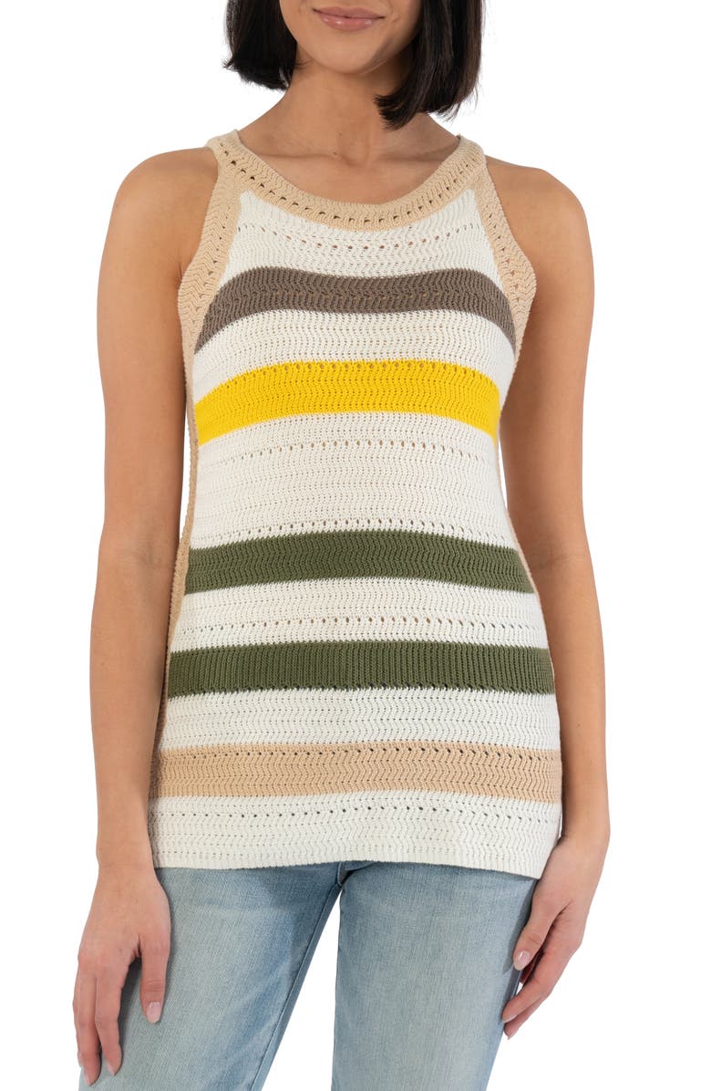 SWAT FAME KUT from the Kloth Nour Stripe Crochet Tank, Main, color, 