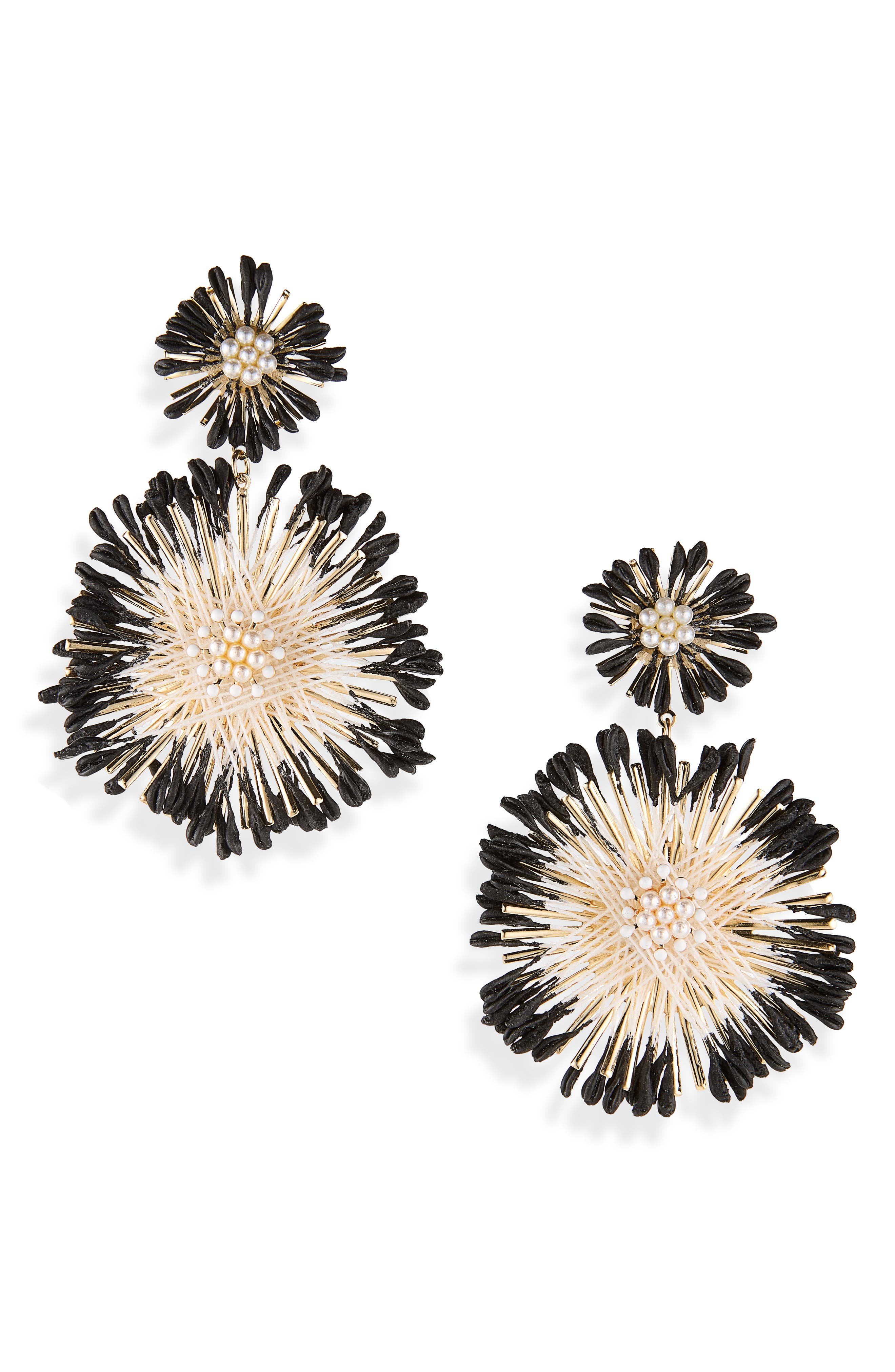 Faux Pearl Starburst Double Drop Earrings